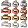 SMKSL 3 Styles Hair Clips for Women Small Medium Big Claw Clips for Thin Thick Hair 12 Pcs Hair Claw Clips Hair Clips Combination Hair Accessories for Women (Metallic Glitter)