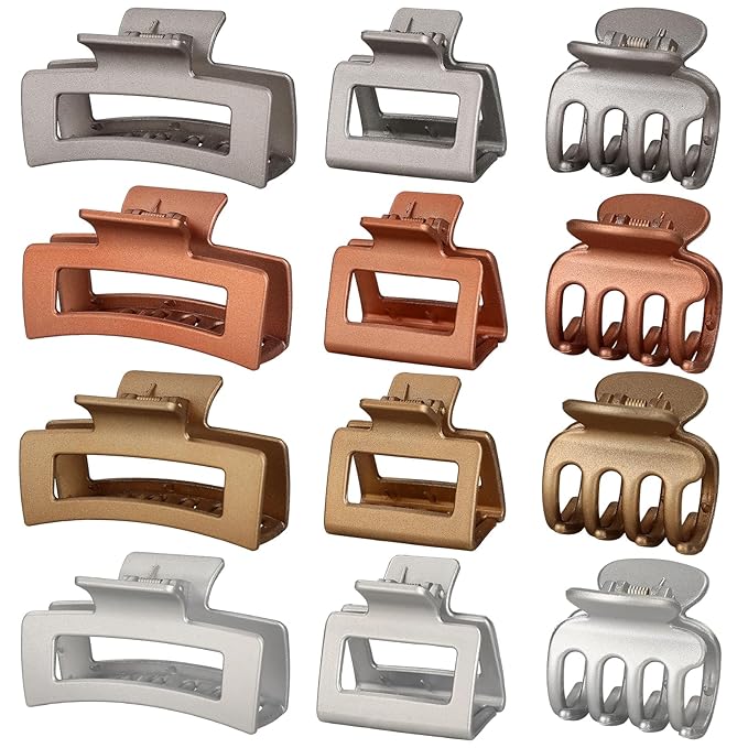 SMKSL 3 Styles Hair Clips for Women Small Medium Big Claw Clips for Thin Thick Hair 12 Pcs Hair Claw Clips Hair Clips Combination Hair Accessories for Women (Metallic Glitter)