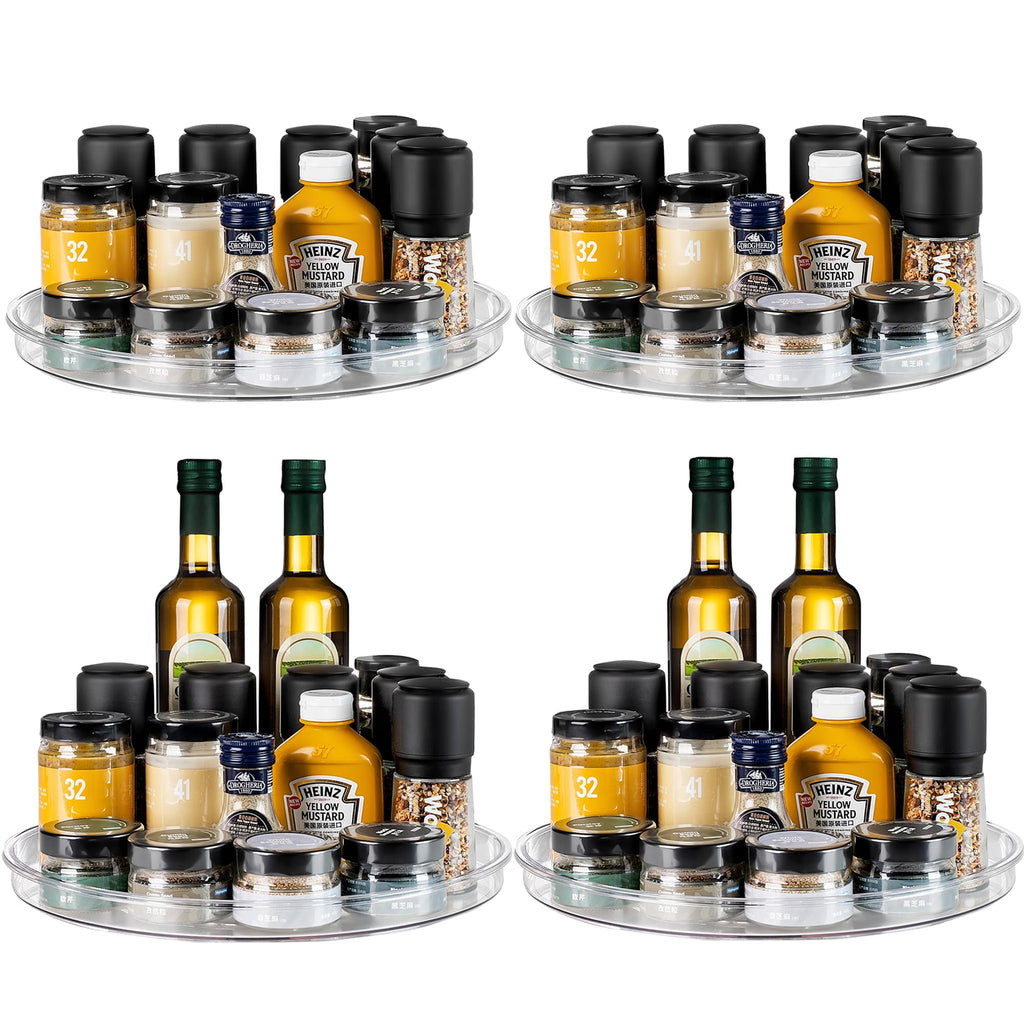 vacane 4 Pack Turntable Organizer Non-Skid, Large 13" Cabinet Lazy Susan Clear Turntable Organizer for Pantry Lazy Susan Organizer, Storage Containers for Kitchen, Countertop