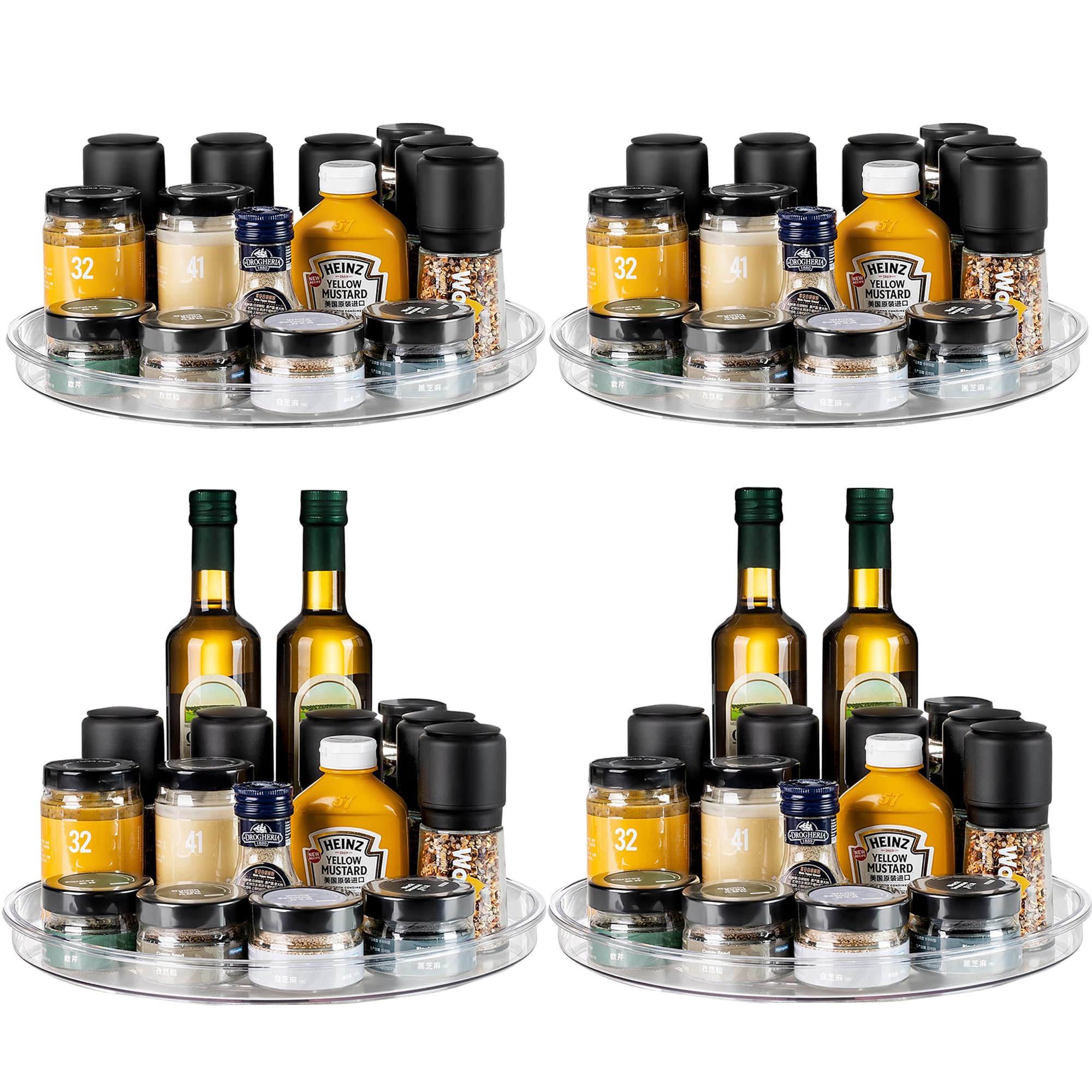 vacane 4 Pack Turntable Organizer Non-Skid, Large 13" Cabinet Lazy Susan Clear Turntable Organizer for Pantry Lazy Susan Organizer, Storage Containers for Kitchen, Countertop