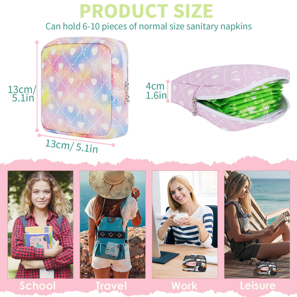 Desing Wish Sanitary Pad Storage Bag Portable Period Bag for Teen Pads/Sanitary Napkins/Small Tampons, Sanitary Napkin Storage Bag First Period Gifts for Teen Girls (Stacked Butterfly)