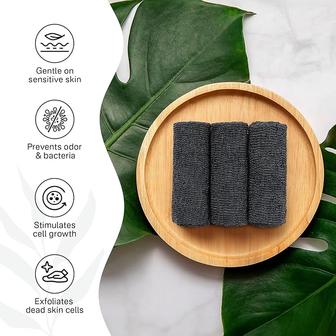 Yiclick Exfoliating Washcloth Towel- Exfoliating Body Scrubber Exfoliator, Back Scrubber for Shower Bath, Exfoliate Rags Wash Cloths, Loofah Lufa Sponge, Body Scrub & Exfoliation Women Men