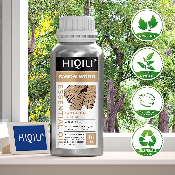 HIQILI Sandalwood Essential Oil Long-Lasting Scent for Skin Care & Diffuser