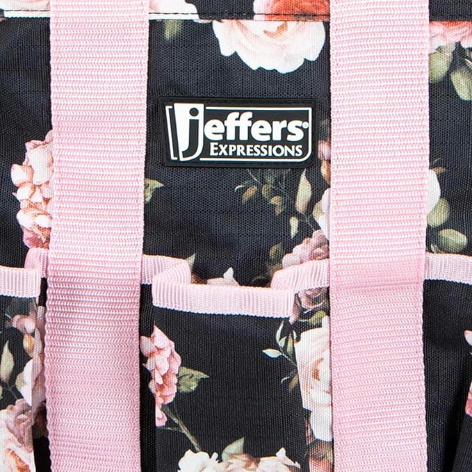 Jeffers Expression Deluxe Grooming Bag, Rose Garden – Zippered Top Organizer for Brushes, Spray, Hoof Picks, Tack & Accessories – Travel, Camping, Horse, Dog, Cat & Pet Grooming Tote