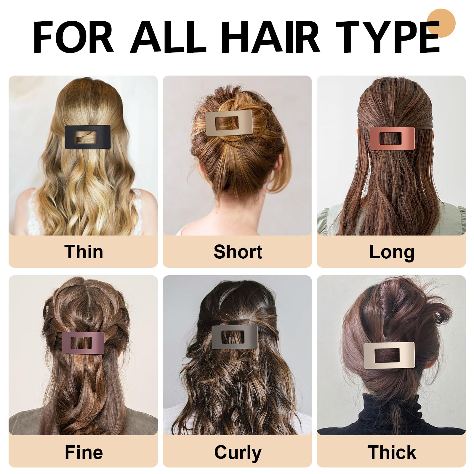 8 Pack Flat Claw Clips for Women - Matte No Slip Hair Clips for Thick & Thin Hair, Large French Claw Clips Strong Hold Styling Accessories