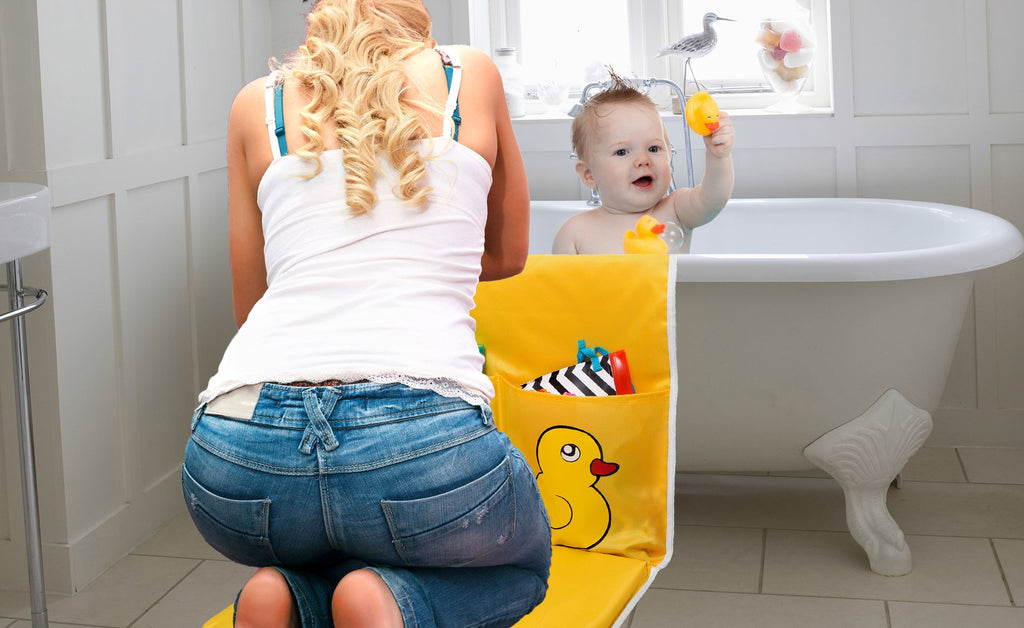 Handy Laundry Baby Bath Kneeling Pad -The Bathtub Bath Mat Has Thick Pads for Comfort and Two Large Pockets for Bathing Essentials.