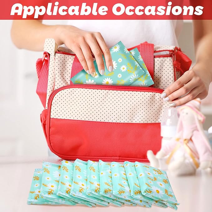 Geyee 50 Packs Tissue Travel Size Facial Paper Napkins Travel Packs Disposable Pocket Tissues for Wedding Guest Traveling School Purse Home Supplies, 500 Sheets 3 Ply(Daisy)