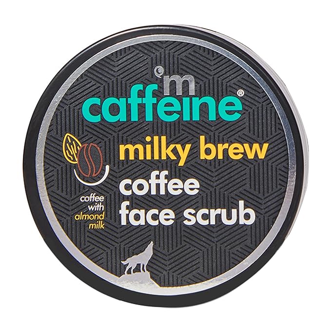 mCaffeine Milky Brew Coffee Face Scrub - Cleanser for Glowing Skin - Removes Tan and Blackheads - Almond Milk - All Skin Types - 2.6 oz