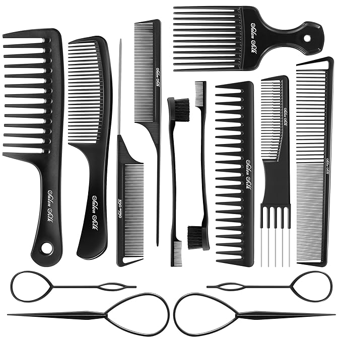 SalonSilk Professional Combs Set for Natural Black Curly Hair for Ladies