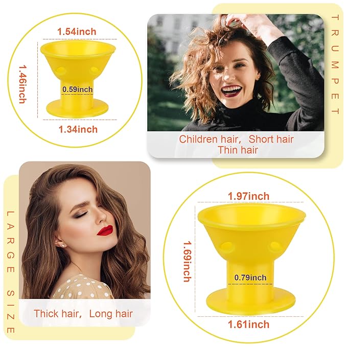 JANYUN 40 Pcs Yellow Silicone Hair Rollers (Including 20pcs Large & 20pcs Small Heatless Hair Curlers)