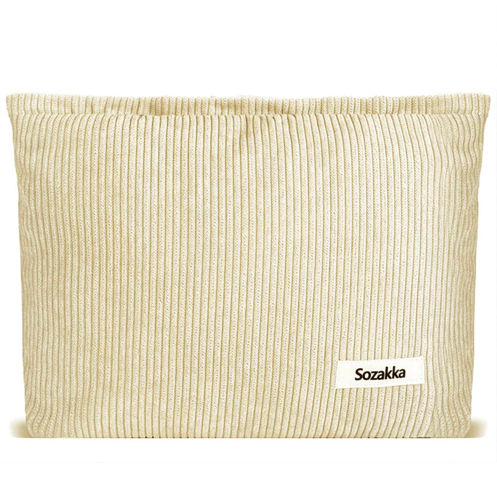 ZLFSQR Corduroy Makeup Bag for Women Small Corduroy Cosmetic Bag Large Cute Travel Makeup Pouch for Purse White Cloth Cosmetic Pouch Zipper Storage Organizer Canvas Toiletry Bags