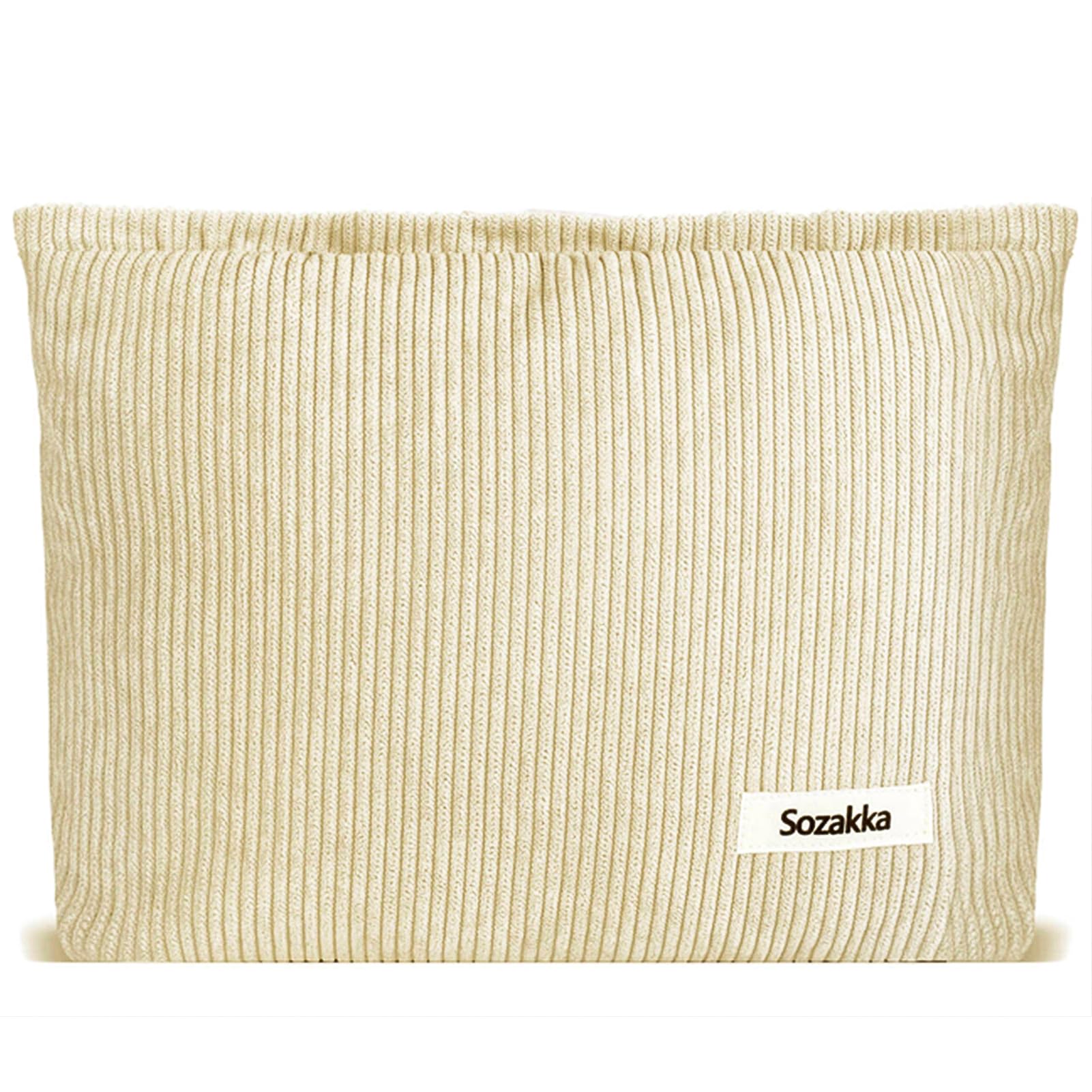 ZLFSQR Corduroy Makeup Bag for Women Small Corduroy Cosmetic Bag Large Cute Travel Makeup Pouch for Purse White Cloth Cosmetic Pouch Zipper Storage Organizer Canvas Toiletry Bags