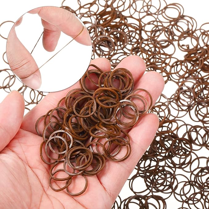 2000 Pack Mini Rubber Bands Elastic Hair Bands Soft Hair Ties with Box for Hair Braiding Hair Wedding Hairstyle(Dark Brown)
