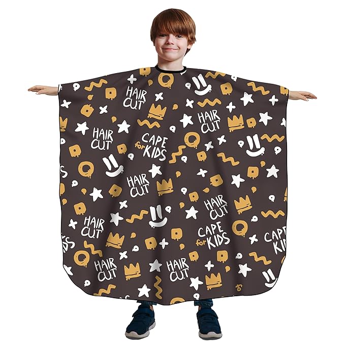 Pelocapa Barber Cape for Kids, Hair Cutting Cape, Professional Salon Hairdressing Cape for boys, Waterproof & Light Weight & Machine Washable - 39”× 51”（Crown Pattern）