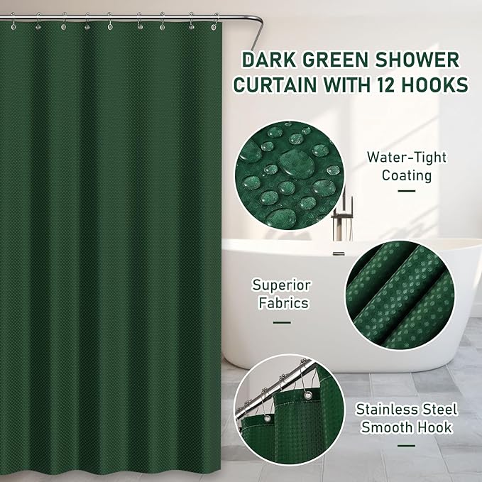 InnJoey Bathroom Sets with Shower Curtain and Rugs - Elegant Bathroom Set, 27PC Bathroom Accessories Set, Green Bathroom Set, Mini Trash Can, Toilet Brush, Trash Can & Soap Dispenser