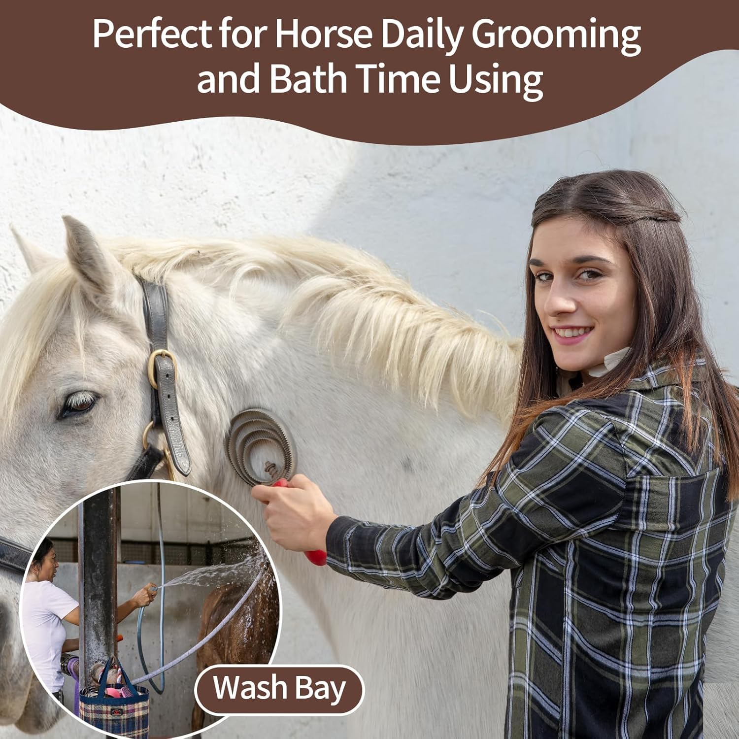 BARN & STABLE Breathable & Waterproof Mesh Horse Grooming Bag with 8 Pockets Tear-Resistant Grooming Tote for Horse Grooming Caddy Bag Organizer to Secure Items(Silver)