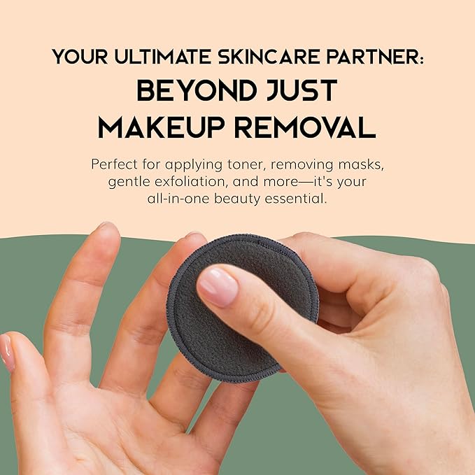 GREENZLA Reusable Makeup Remover Pads | 20 Pack | Bamboo Charcoal