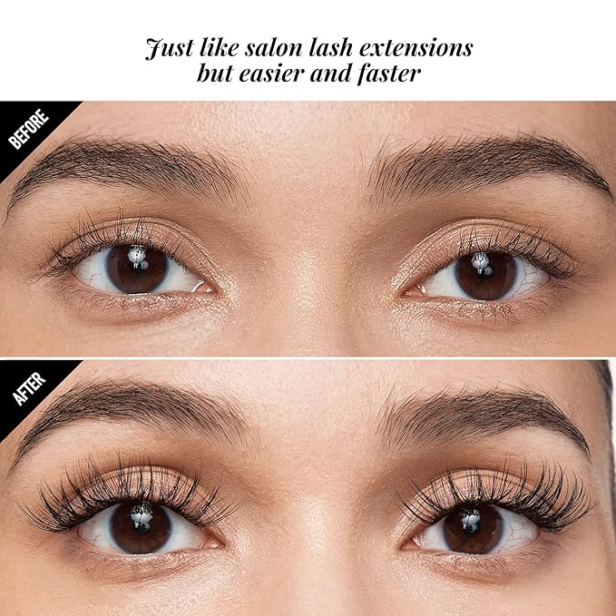i•ENVY DIY Lash Extension Starter Kit With 10 Natural Lengthening Extended Clusters, Applicator and Bond & Seal - Eye lifting Effect, Feather Light Reusable Lash with Super Thin Microbands
