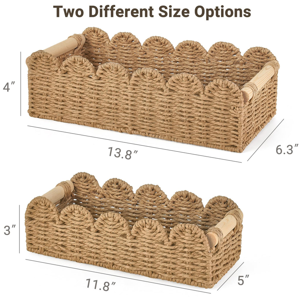 Dahey Toilet Paper Storage Basket 2 Pack Bathroom Scalloped Tank Basket
