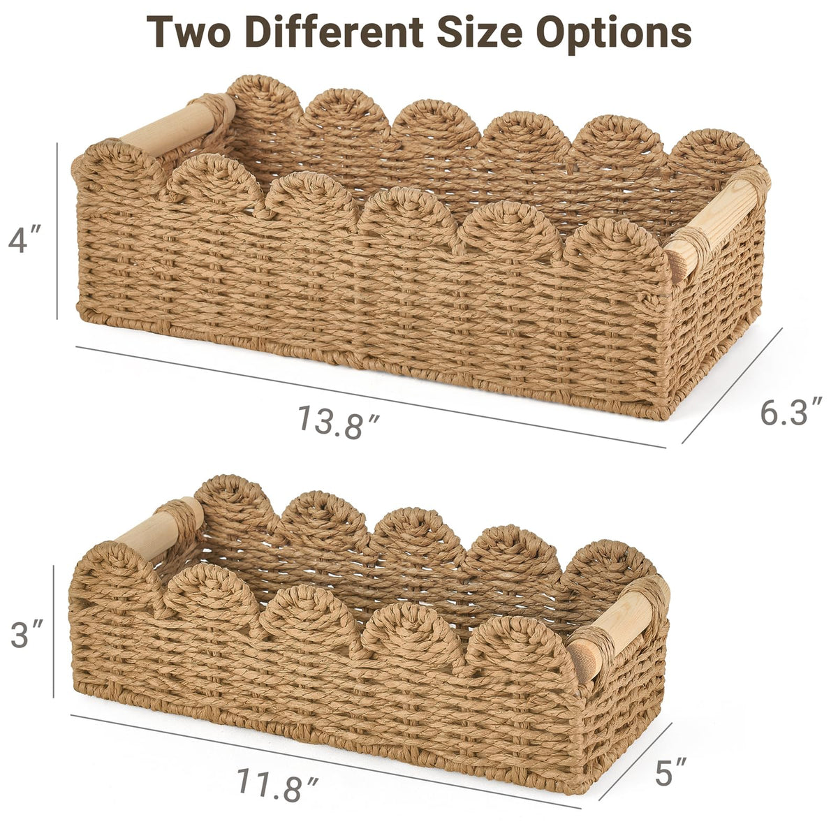 Dahey Toilet Paper Storage Basket 2 Pack Bathroom Scalloped Tank Basket