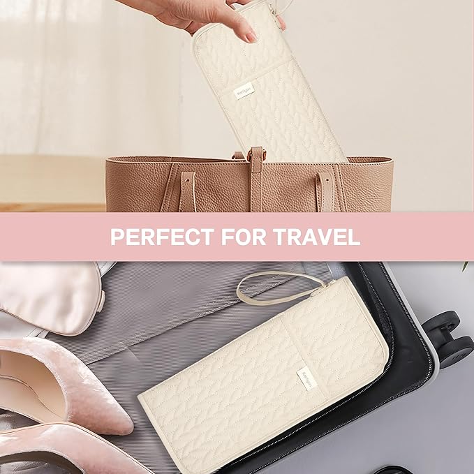 KarSyon Hot Tools Organizer Heat Resistant Mat Case Hair Tools Holder Travel Bag Portable Hair Styling Tools Cover Pouch for Curling Iron,Flat Iron,Hair Straightener (Beige)