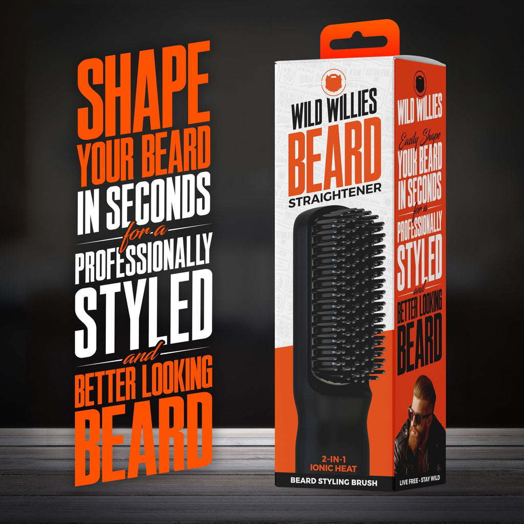 Wild Willies Beard Straightener Brush & Hot Comb - Tourmaline Ceramic
