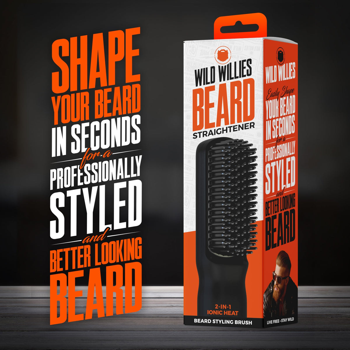 Wild Willies Beard Straightener Brush & Hot Comb - Tourmaline Ceramic