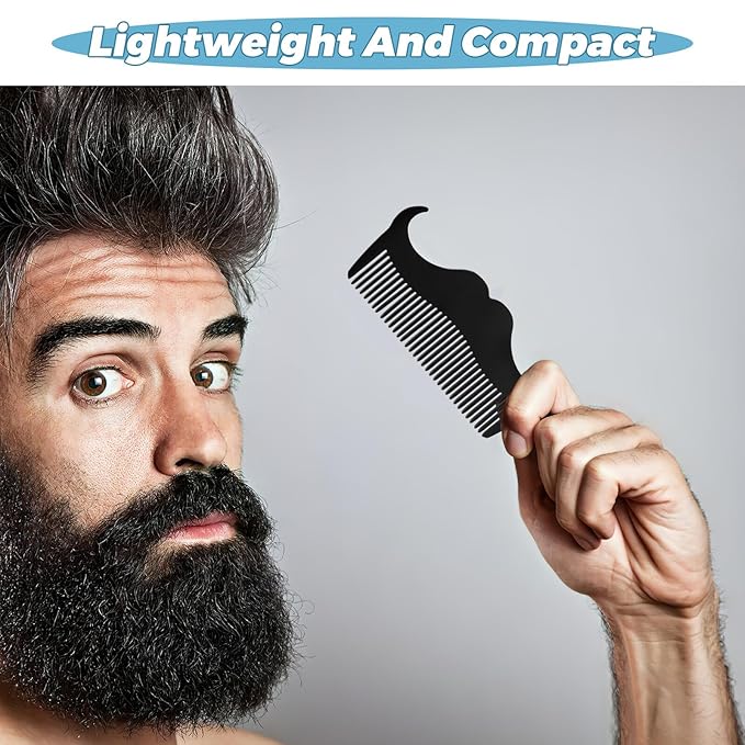 Beard Shaper Tool Stainless Steel Comb Mustache Styling Guide Small Metal Beard Trimmer Accessory for Men Portable Grooming Kit with Black Opp Pocket