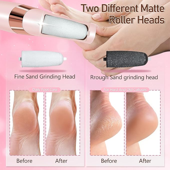 Callus Remover for Feet，Electric Foot Callus Remover with 2 Rollers 2 Speed,16 in1 Rechargeable Foot File Pedicure Kits for Dead Hard Cracked Dry Skin