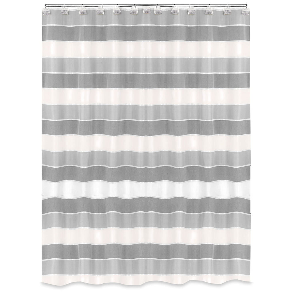 Zahari Home 13pc Modern Line Shower Curtain Set - Gray Luxury Contemporary Shower Curtains with Unique Design & 12 Hooks