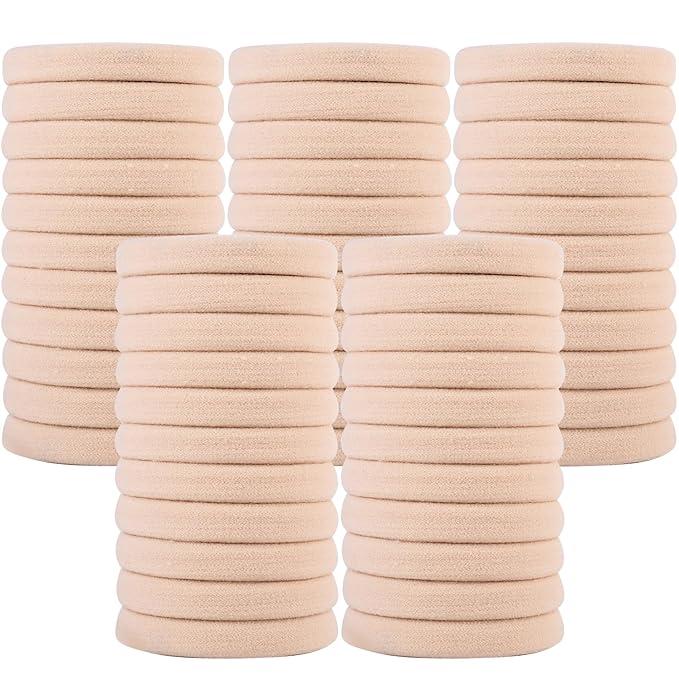 Qarwayoc 50PCS Large Blonde Hair Ties, Seamless Hair Bands, Soft Elastic Hair Ponytail Holders, No Damage, 2 Inch in Diameter
