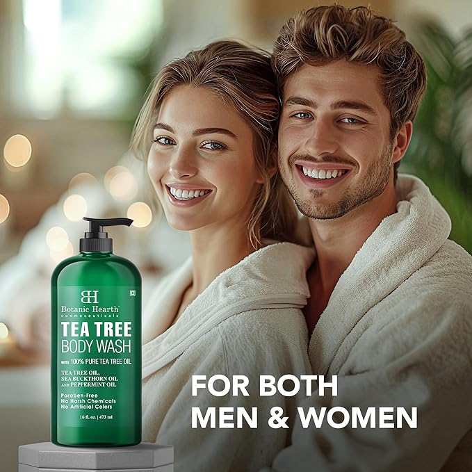 Botanic Hearth Tea Tree Body Wash -16 fl oz- All-Natural Antifungal & Odor-Control Shower Gel for Acne, Athlete’s Foot, Ringworm, Jock Itch & Healthy Skin,Sulfate & Paraben Free, for Men and Women