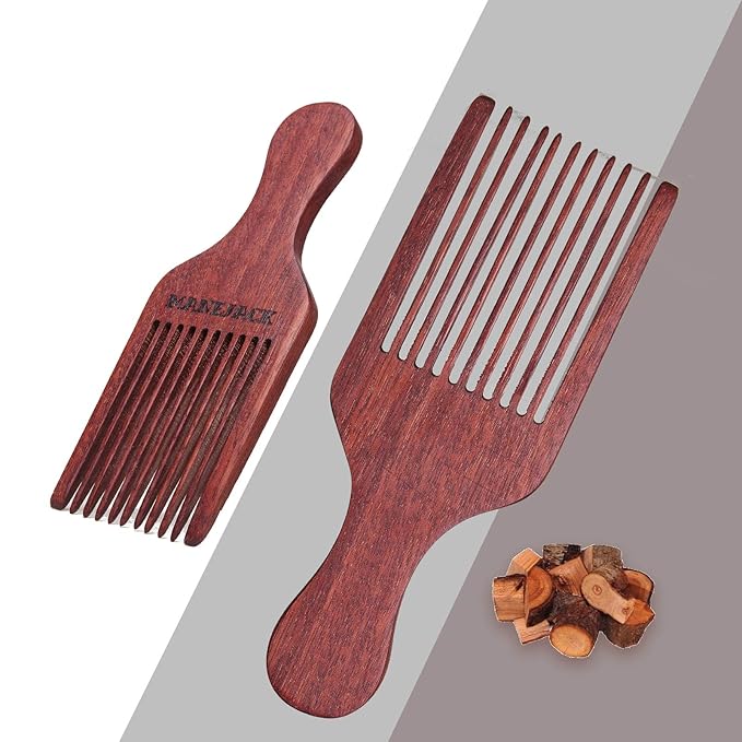 MANEJACK Beard Pick for Men- Wooden Comb Afro Hair Lift Combs