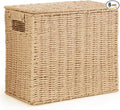14 Inch Toilet Paper Storage Basket with Lid, 6-Roll Bathroom Organizer, Woven Paper Rope Basket for Narrow Spaces, Multi-Purpose Holder for Towels, Utensils, Picnic & Home Decor