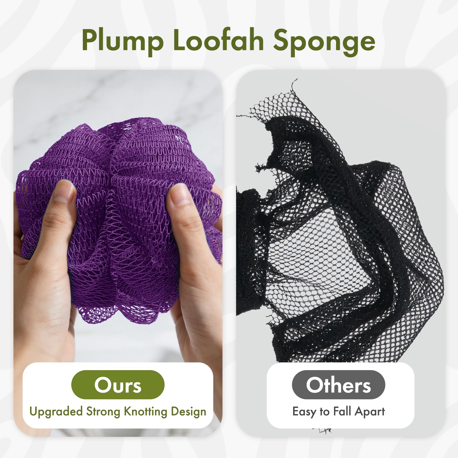 Bathway Loofah Bath Sponge, 2 Pack African Net Sponge Authentic, Exfoliating Shower Loofah Body Scrubber for Men and Women, Mesh Shower Pouf Balls for Body Wash