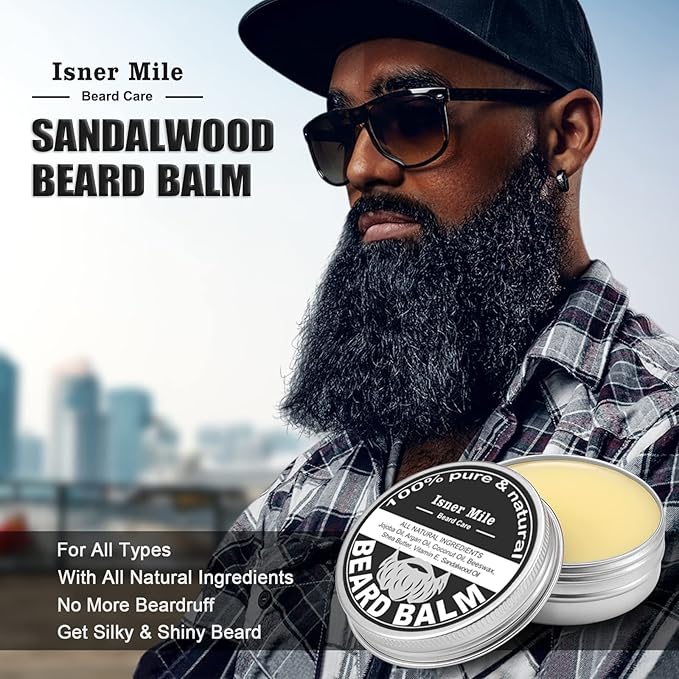Isner Mile Dad Gifts Fathers Day Husband: from Wife Daughter, Beard Grooming Kit for Men with Beard Oil Balm Wash Brush Comb & Straight Razor, Stocking Stuffers Birthday Gifts for Men Him Boyfriend