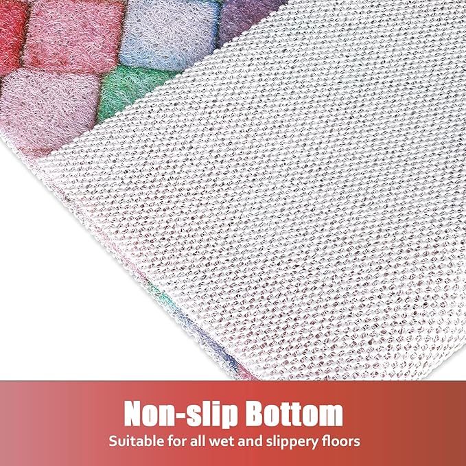 Bathtub Mat Shower Mat Non-Slip: 16x 39 Inch Soft Comfort Bath Mat with Drainage Holes, PVC Loofah Massage Bathmat for Shower, Tub, Bathroom, Wet Areas, Quick Drying