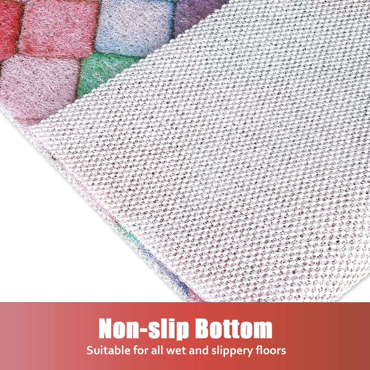 Shower Mat Non-Slip, Soft Comfort Bath Mat with Drainage Holes, PVC Loofah Massage Bathtub Mat for Shower, Tub, Bathroom, Wet Areas, Quick Drying