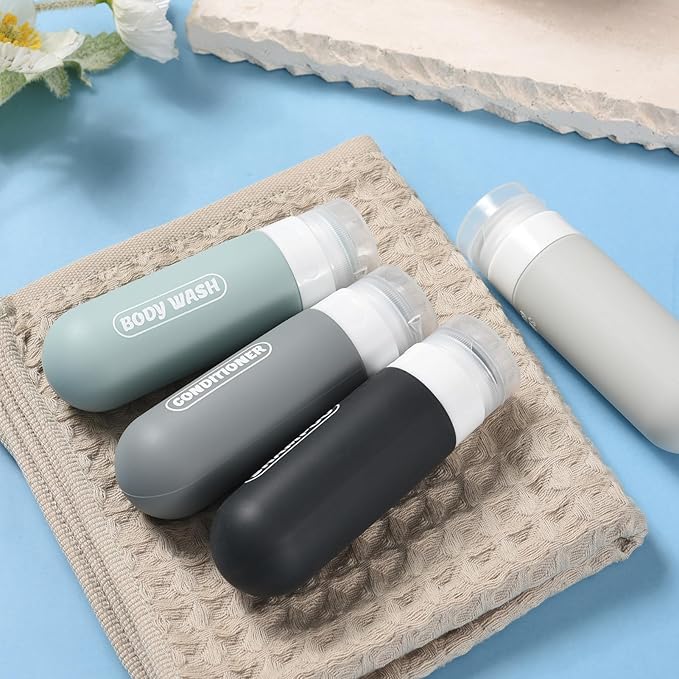 YNSHOUNA Pre-printed Silicone Travel Bottles for Toiletries 3oz