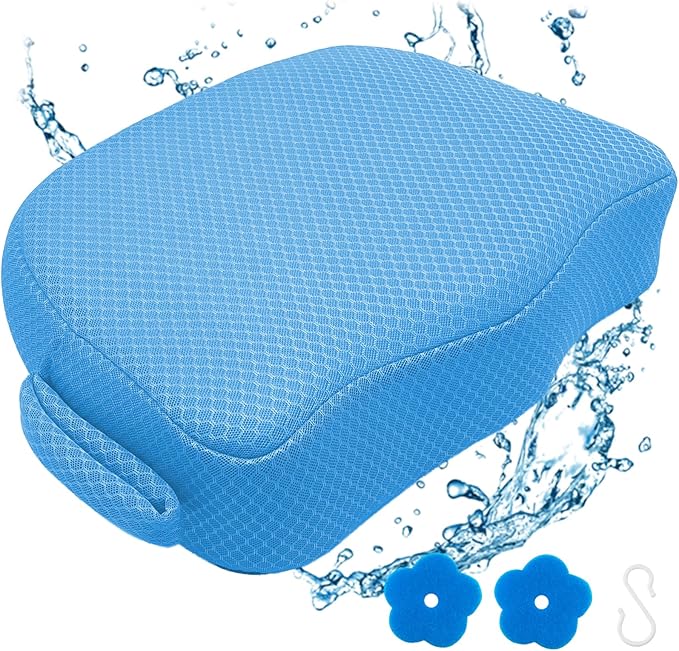 AEROiVi Hot Tub Booster Seat for Adults 5in Thick Weighted Quick Sink Blue