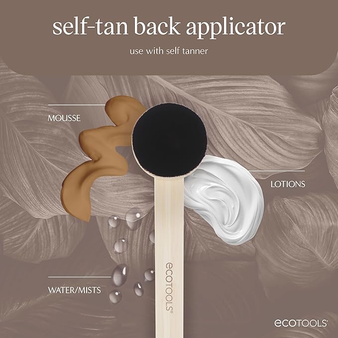 EcoTools Good Tan Self Tanning Back Applicator, Long Handle Back Brush For Self-Tan Application & Controlled Sunless Tanning, Eco Friendly, Vegan & Cruelty Free, 1 Count