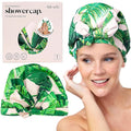 Kitsch Luxury Large Shower Cap for Women - Palm Leaves