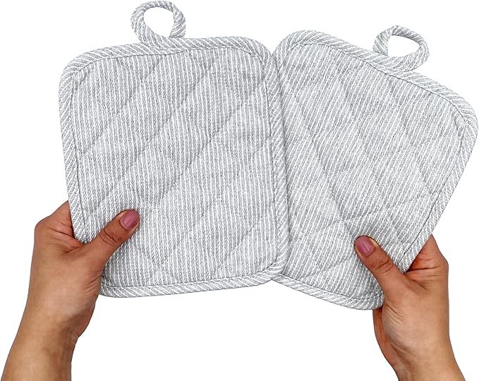American Linen 8-Pack Heat Resistant Pot Holders & Hot Pads (Grey, 4 Pack)