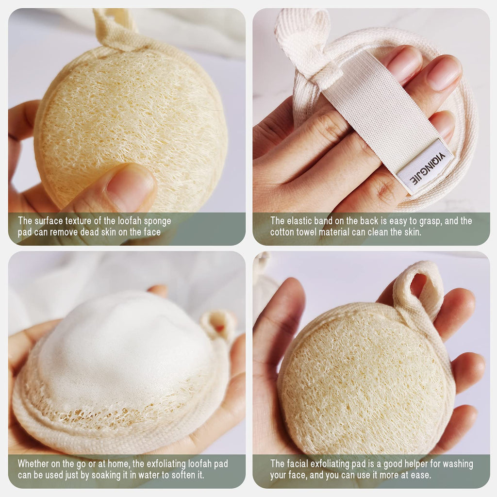 YIQINGJIE Natural Loofah Exfoliating Face Scrubber (6Pack), Facial Scrubber Loofa Pads,Clean Blackheads Without Hurting The Skin, Luffa for Women and Men,Beige