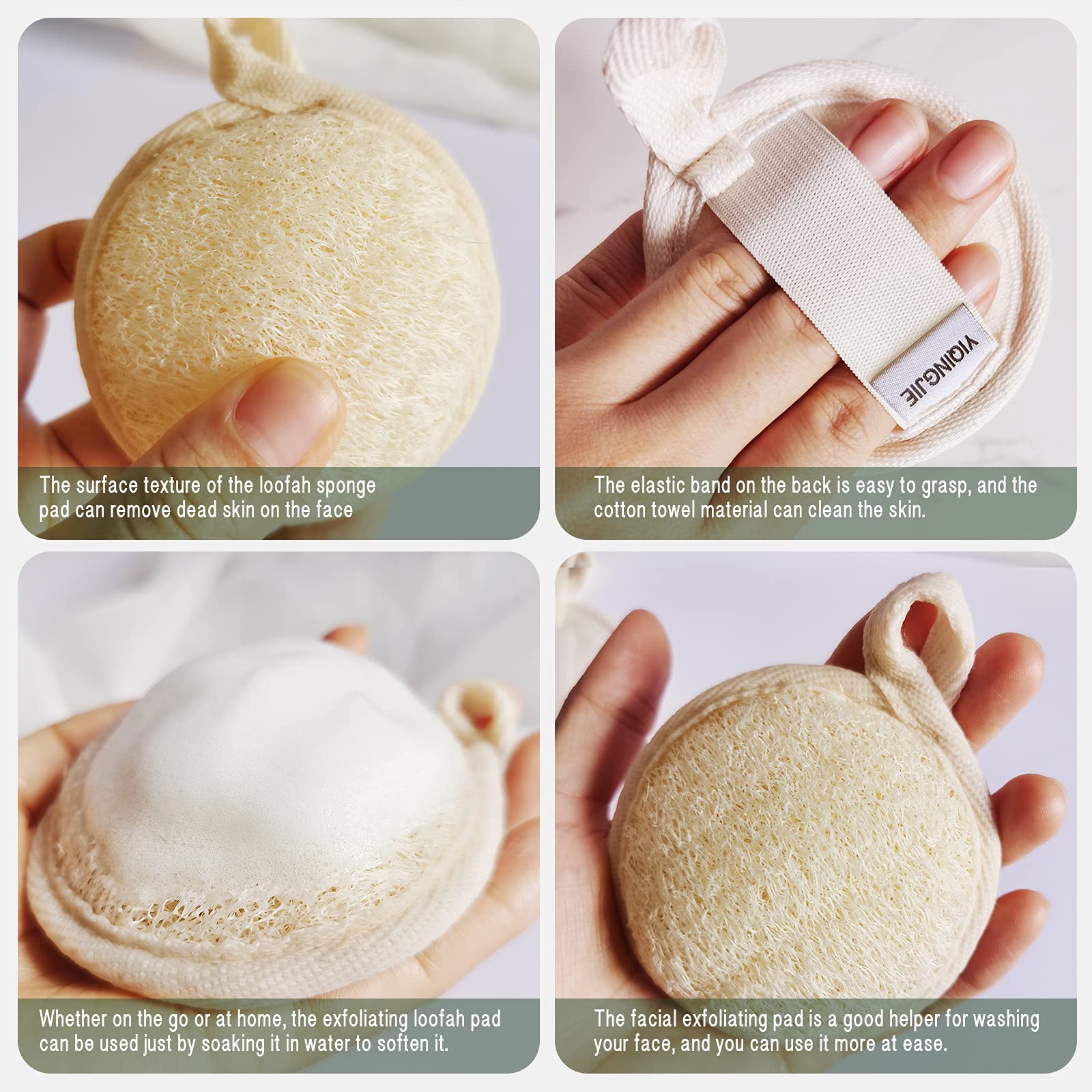 YIQINGJIE Natural Loofah Exfoliating Face Scrubber (6Pack), Facial Scrubber Loofa Pads,Clean Blackheads Without Hurting The Skin, Luffa for Women and Men,Beige