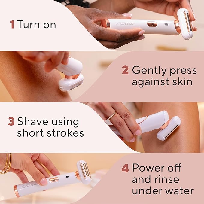 Finishing Touch Flawless Legs, Electric Razor for Women, Pivoting Head Leg Hair Remover with LED Light for Instant and Painless Leg Hair Removal