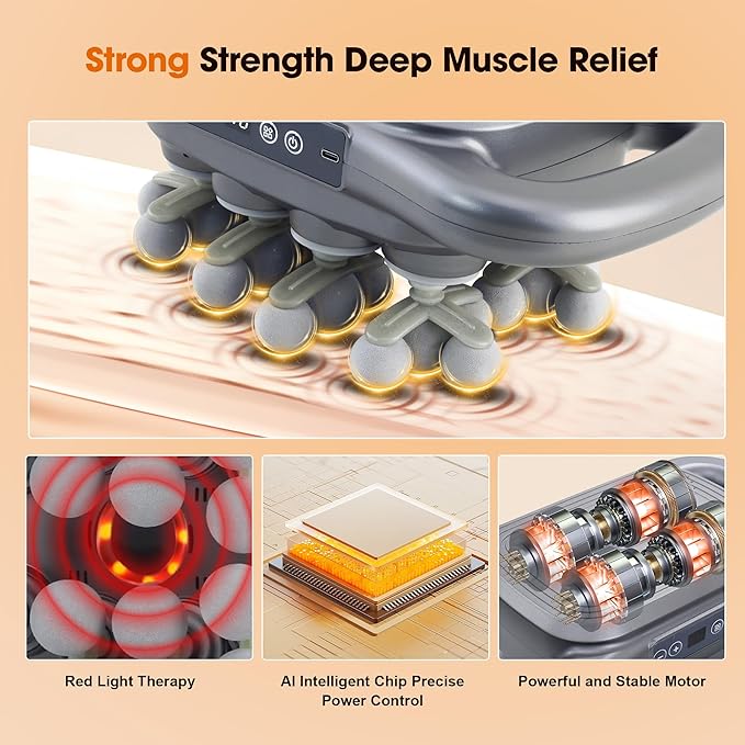 GAXEZO 28 Head Massage Gun Set, Deep Tissue Percussion Massager, Electric Massage Tools with 9 Styles & Levels, Dark Grey