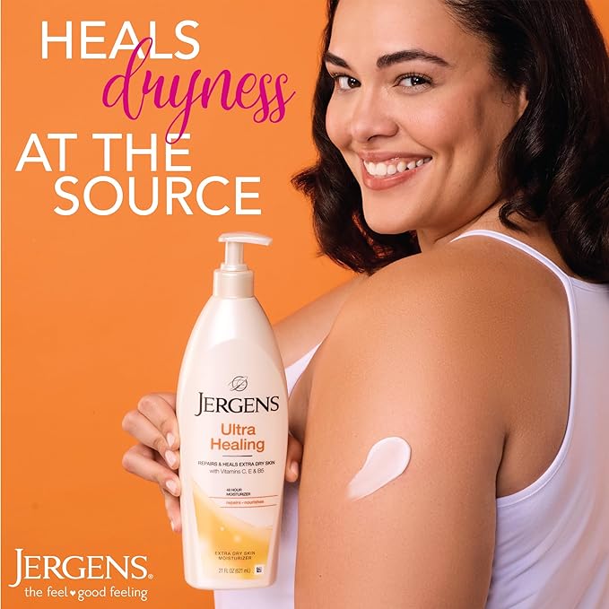 Jergens Ultra Healing Body Lotion, Moisturizer for Dry Skin, 3 fl oz, 3pk