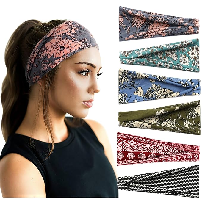 DRESHOW Yoga Sports Headbands for Women Girls Elastic Non-Slip Headband Running Workout Hair Bands Accessories