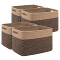 SIXDOVE 4 Pack Storage Baskets for Organizing, Woven Baskets for Shelves - Perfect for Toys, Books, Towels, and Clothes, Durable Gift Basket Bins Toy Storage, 12.7''L x9''W x7.8''H, Black and Brown